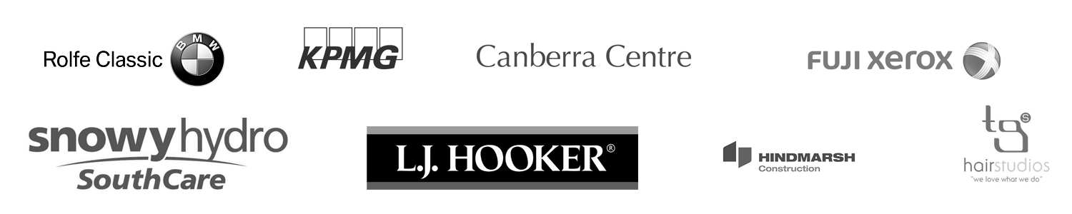 our clients: Canberra Center, LJ Hooker, Fuji, Snowy Hydro, TG Hair Studio and more